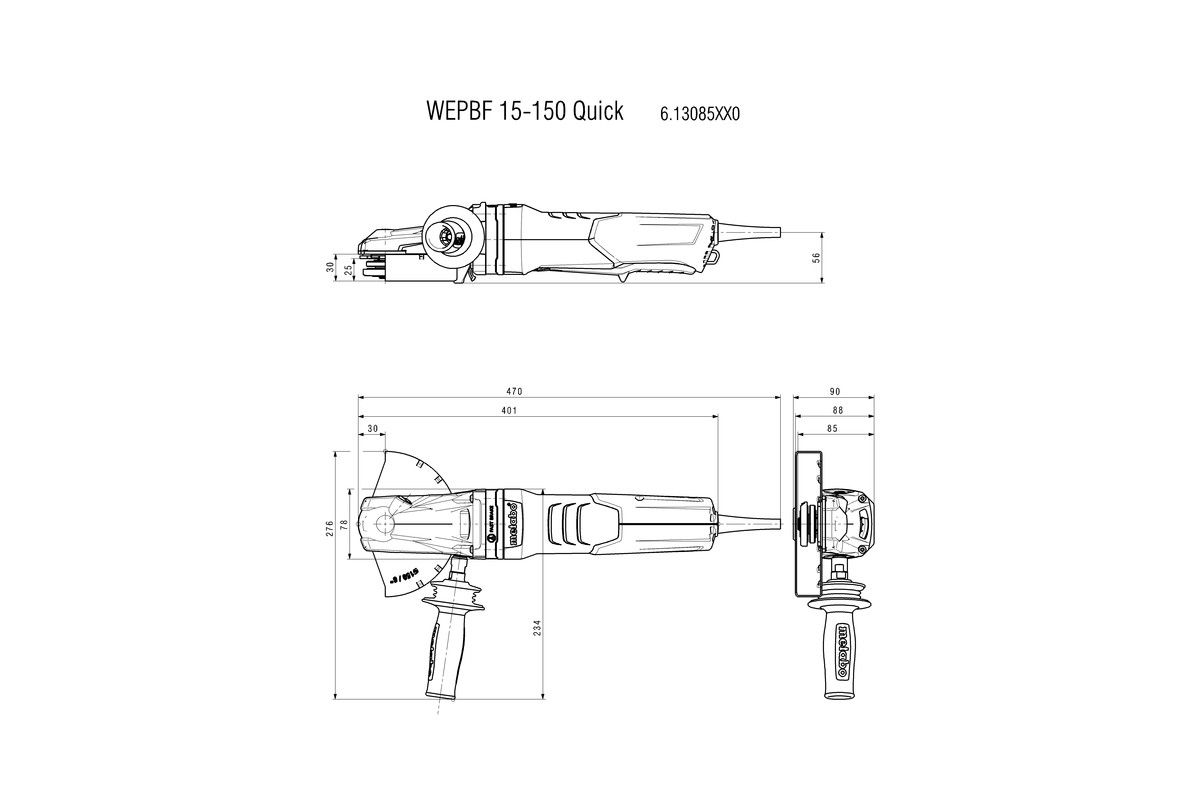 WEPBF 15-150 Quick Угловые шлифовальные машины с плоским редуктором Metabo
