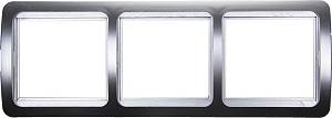 Панель СВЕТОЗАР "ГАММА" накладная, горизонтальная, цвет светло-серый металлик, 3 гнезда SV-54148-SM