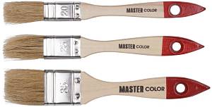 Набор из 3-х флейцевых кистей с деревянными ручками: ширина 20, 25, 35 мм, натур. щетина, 55% топс MASTER COLOR