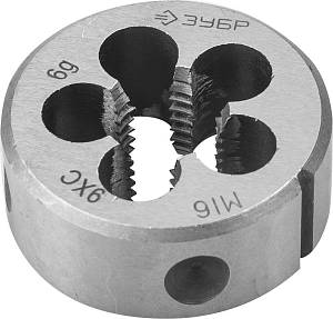 ЗУБР М16 x 1.5 мм, сталь 9ХС, плашка круглая ручная (4-28022-16-1.5)