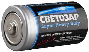 СВЕТОЗАР тип D, 1, 5В, 2шт., солевая, батарейка "SUPER HEAVY DUTY" SV-59037-2C