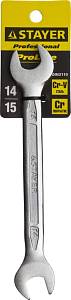 Рожковый гаечный ключ 14 x 15 мм, STAYER 27035-14-15