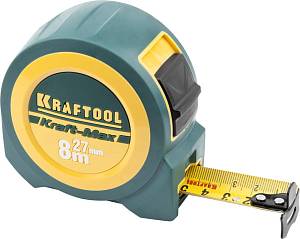 KRAFTOOL "Kraft-Max" 8м / 27мм мощная профессиональная рулетка со сверхшироким полотном 34127-08-27