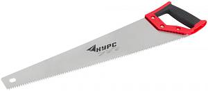 Ножовка по дереву, крупный каленый зуб 5 ТPI, 2D заточка, пластиковая прорезиненная ручка 500 мм KУРС