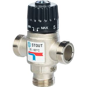 SVM-0020-166020 STOUT Термостатический смесительный клапан для систем отопления и ГВС 3/4&quot; НР 35-60°С KV 1,6